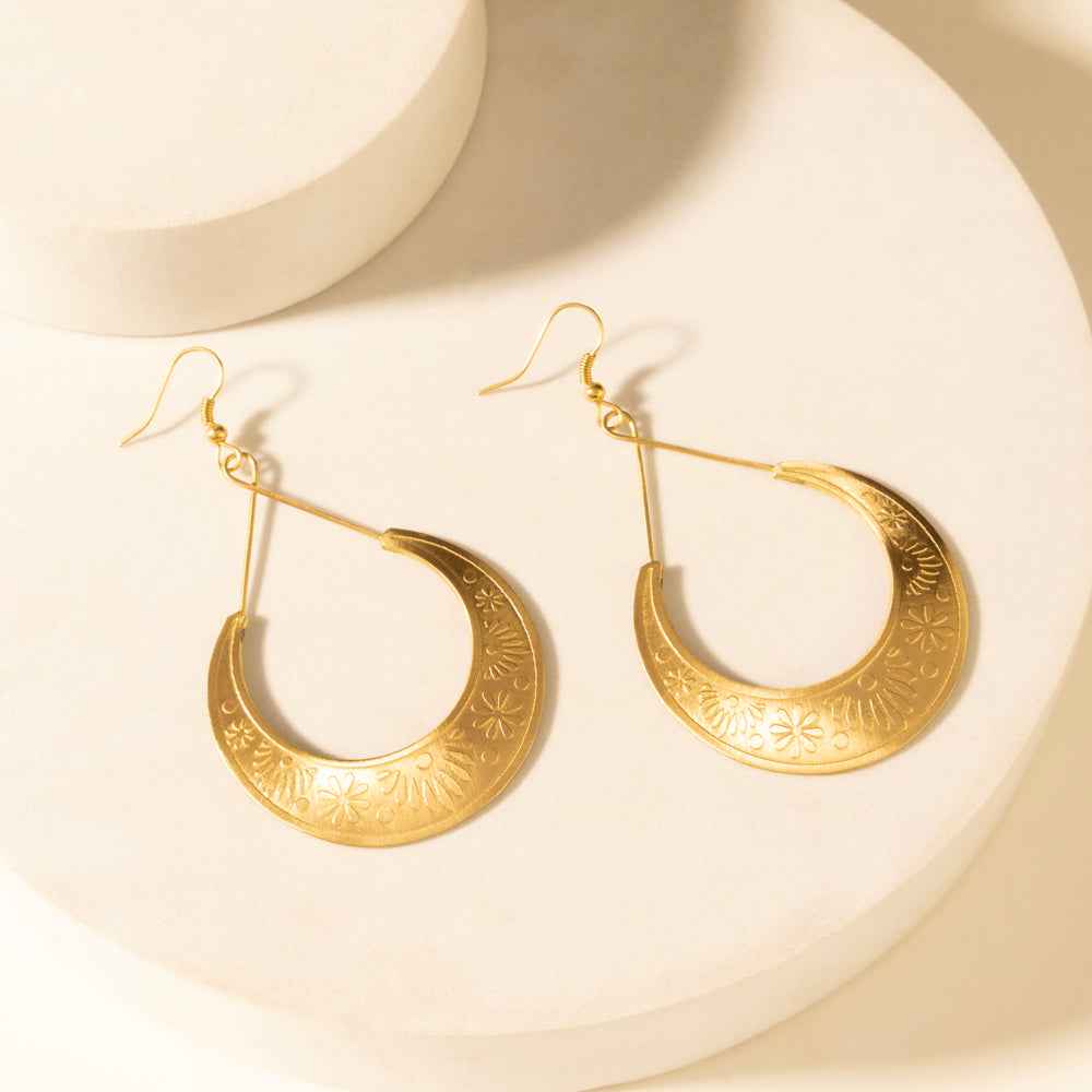 Myra Crescent Earrings in Amber