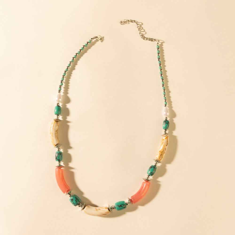 Myra Amber Fire and Blue Sky Necklace in Turquoise