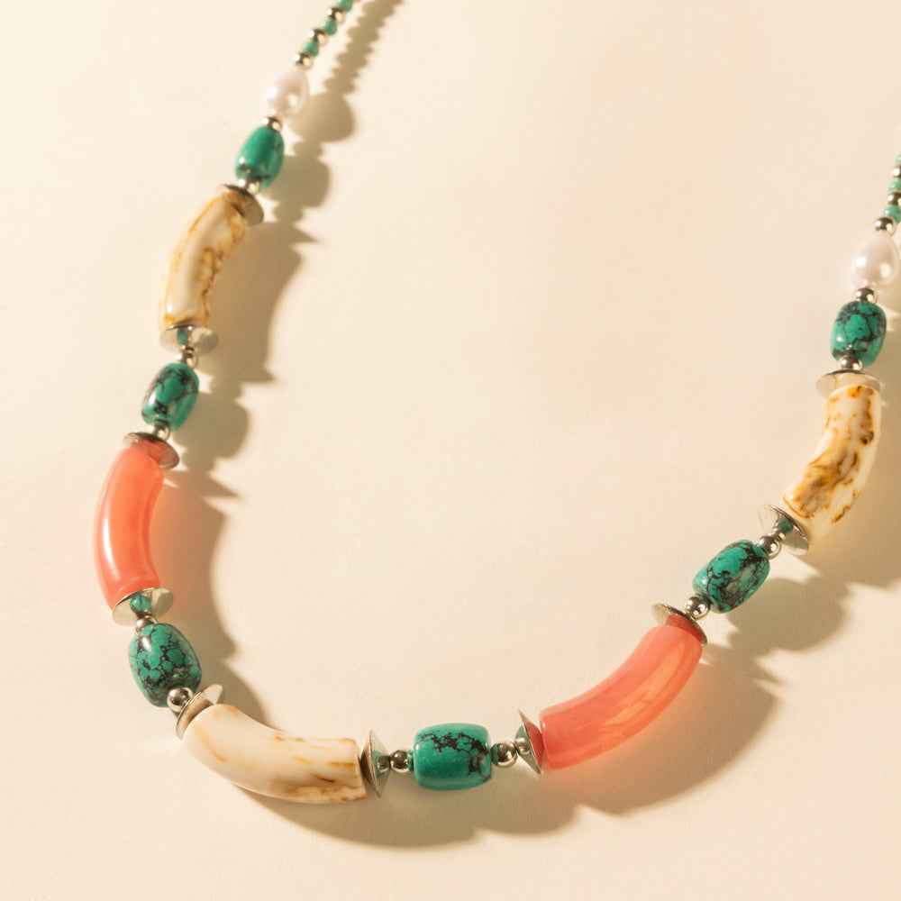 Myra Amber Fire and Blue Sky Necklace in Turquoise