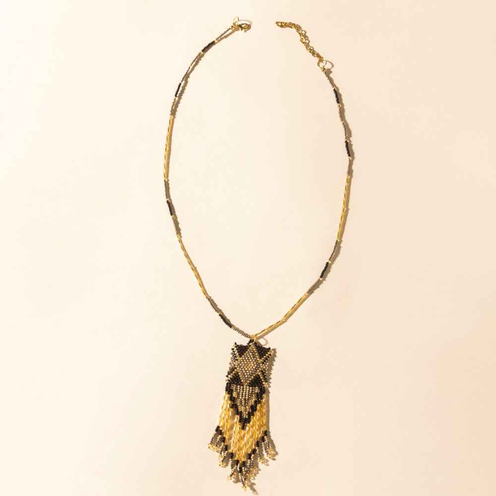 Myra Sun Strung Beaded Necklace in Brown