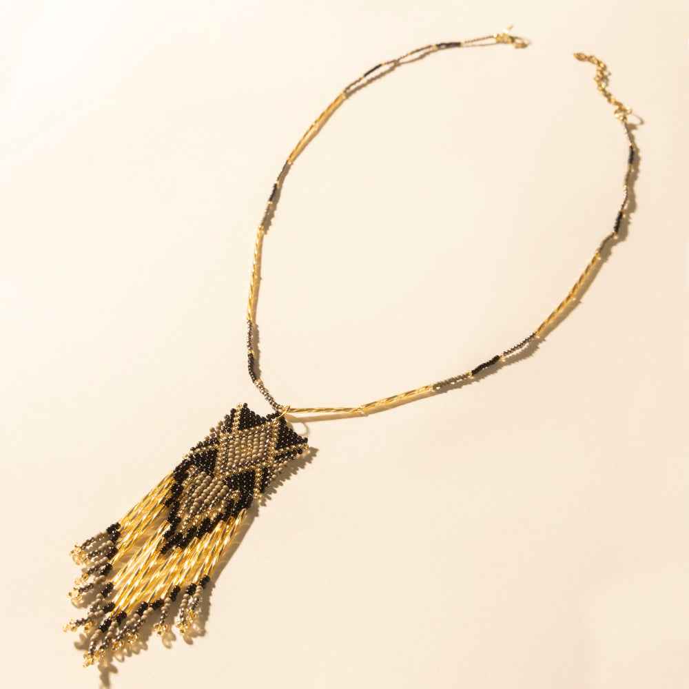Myra Sun Strung Beaded Necklace in Brown