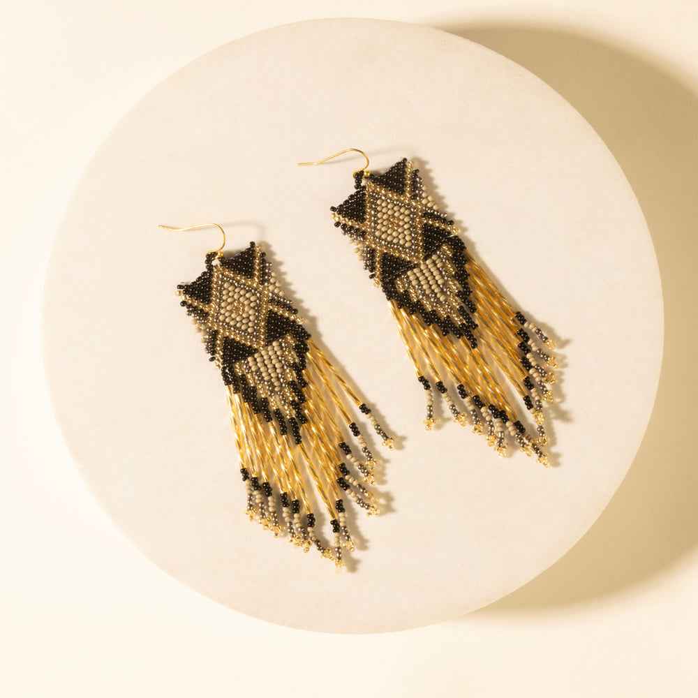 Myra Sun strung beaded earring in Champagne