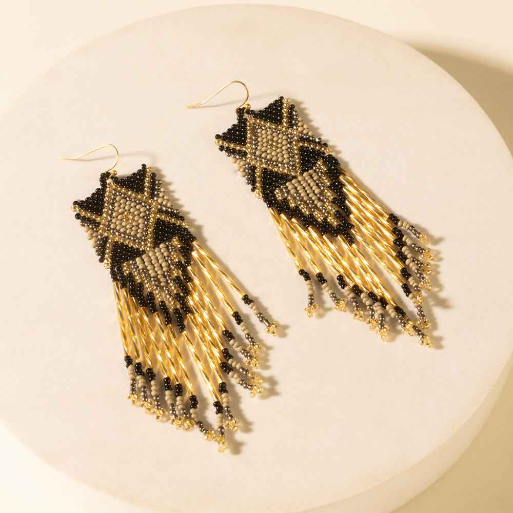 Myra Sun strung beaded earring in Champagne