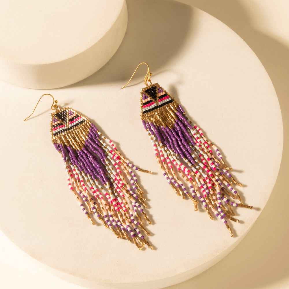Myra Fiesta Fringe Earrings in Violet Smoke