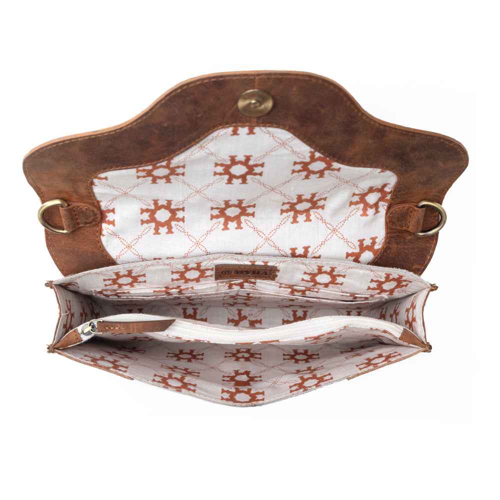 Myra Vinebloom Carve Handtooled Bag in Sienna Frost