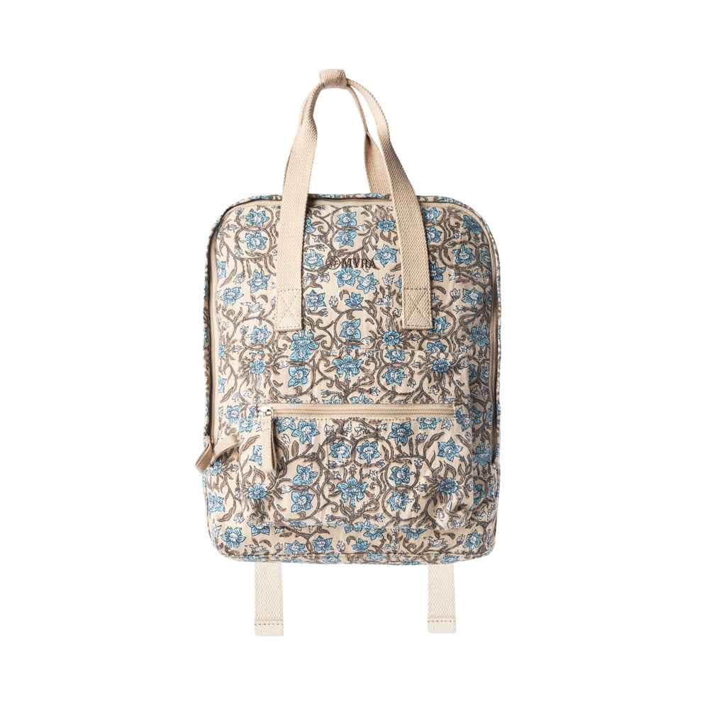 Myra Pine Meadow Cotton & Leather Crossbody Bag in Natural & Blue Floral