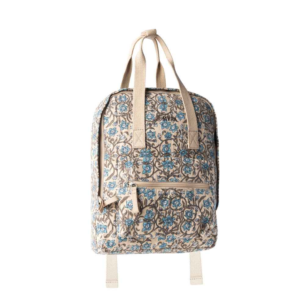 Myra Pine Meadow Cotton & Leather Crossbody Bag in Natural & Blue Floral