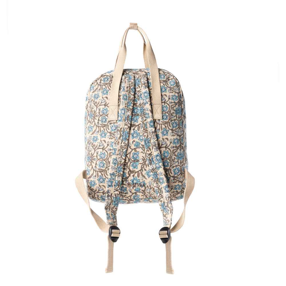 Myra Pine Meadow Cotton & Leather Crossbody Bag in Natural & Blue Floral