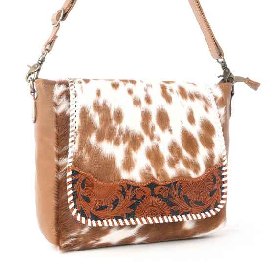 Myra Frontier Drift Hairon Leather Concealed Carry Bag in Canyon Brindle