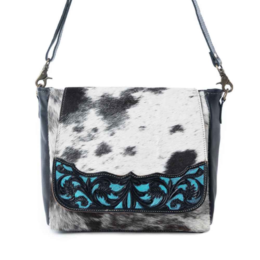 Myra Sagebrush Vale Hairon Leather Concealed Carry Bag in Onyx Frost