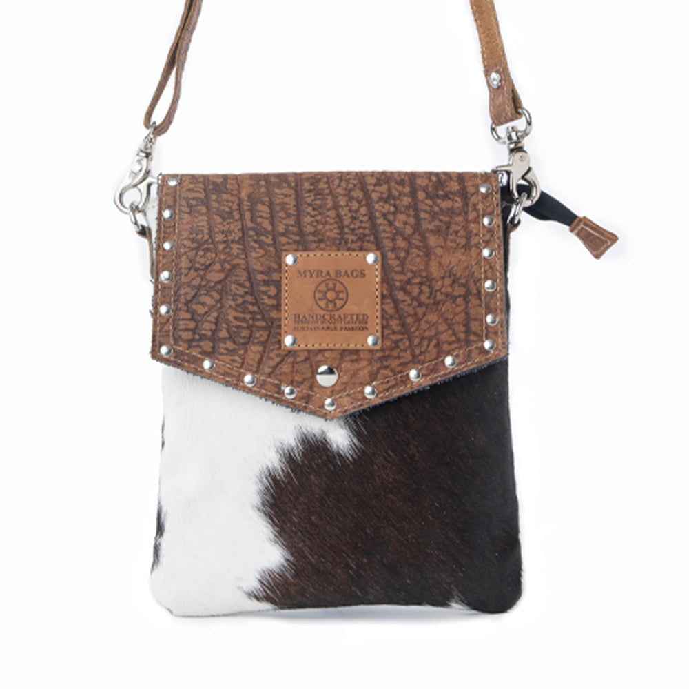 Myra Rustler Bend Canvas & Hairon Bag in Brindle Chestnut