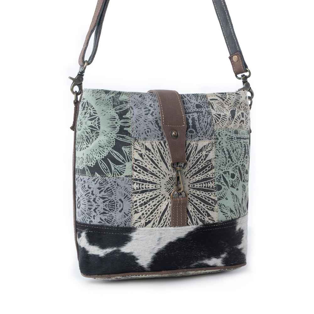 Myra Willow Trace Canvas & Hairon Bag in Geo Sage