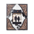 Myra Sequoia Whisper Handtooled Leather Photo Frame in Espresso Cream