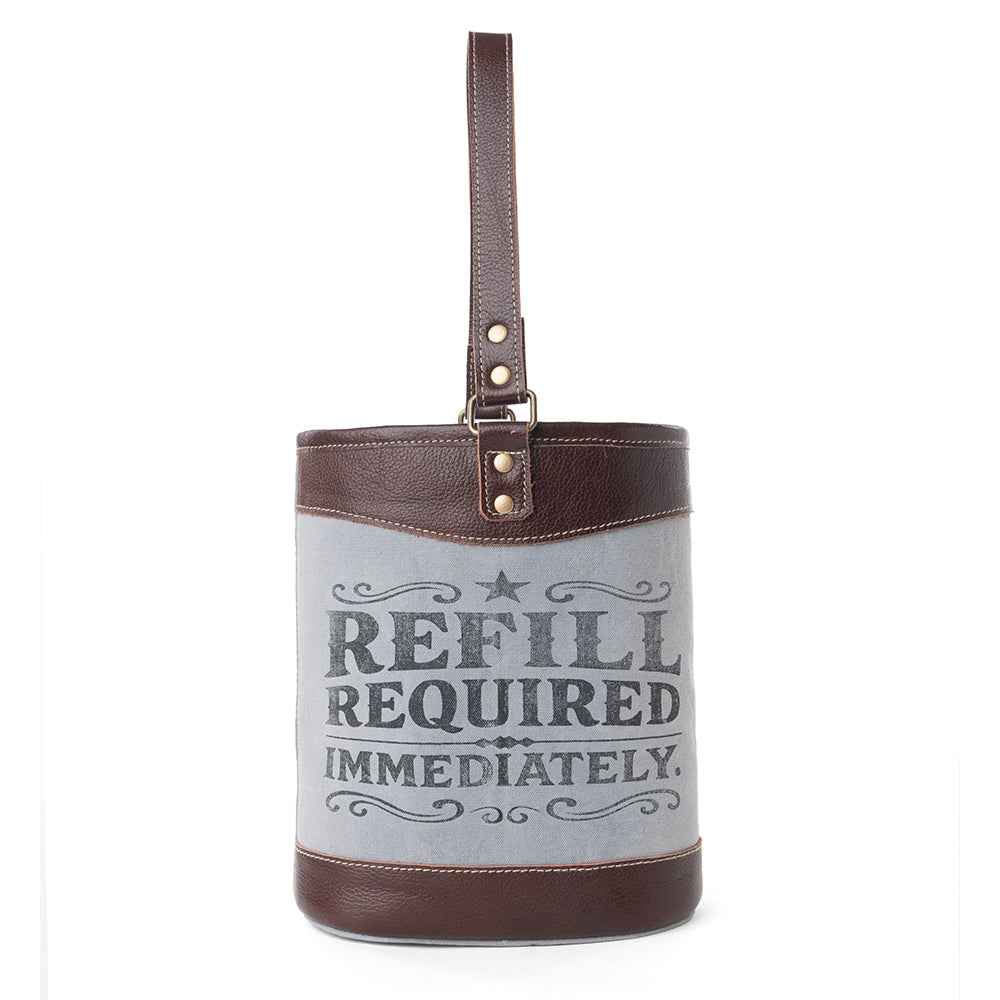 Myra Textura Cotton & Leather Wine Holder in Saddle Frost
