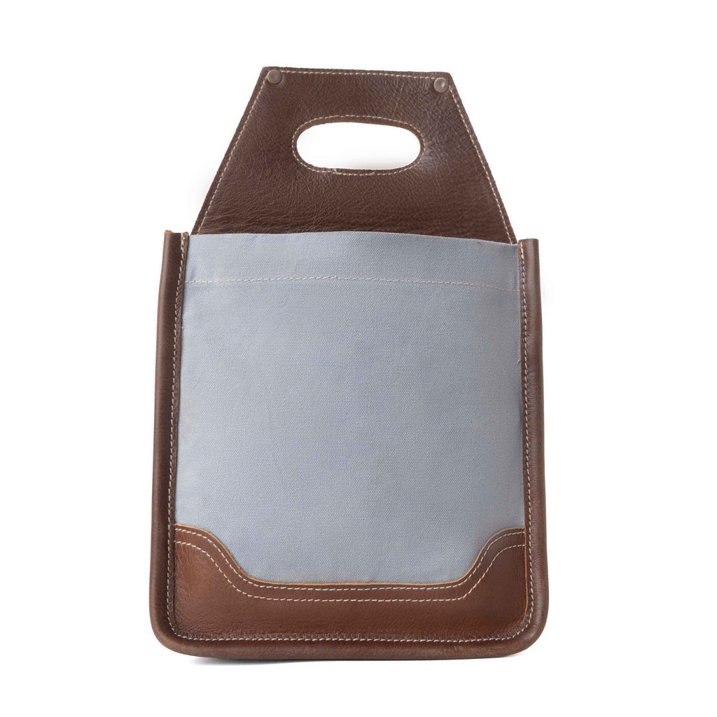 Myra Barrelcut Leather & Canvas Beer Holder in Cedar White