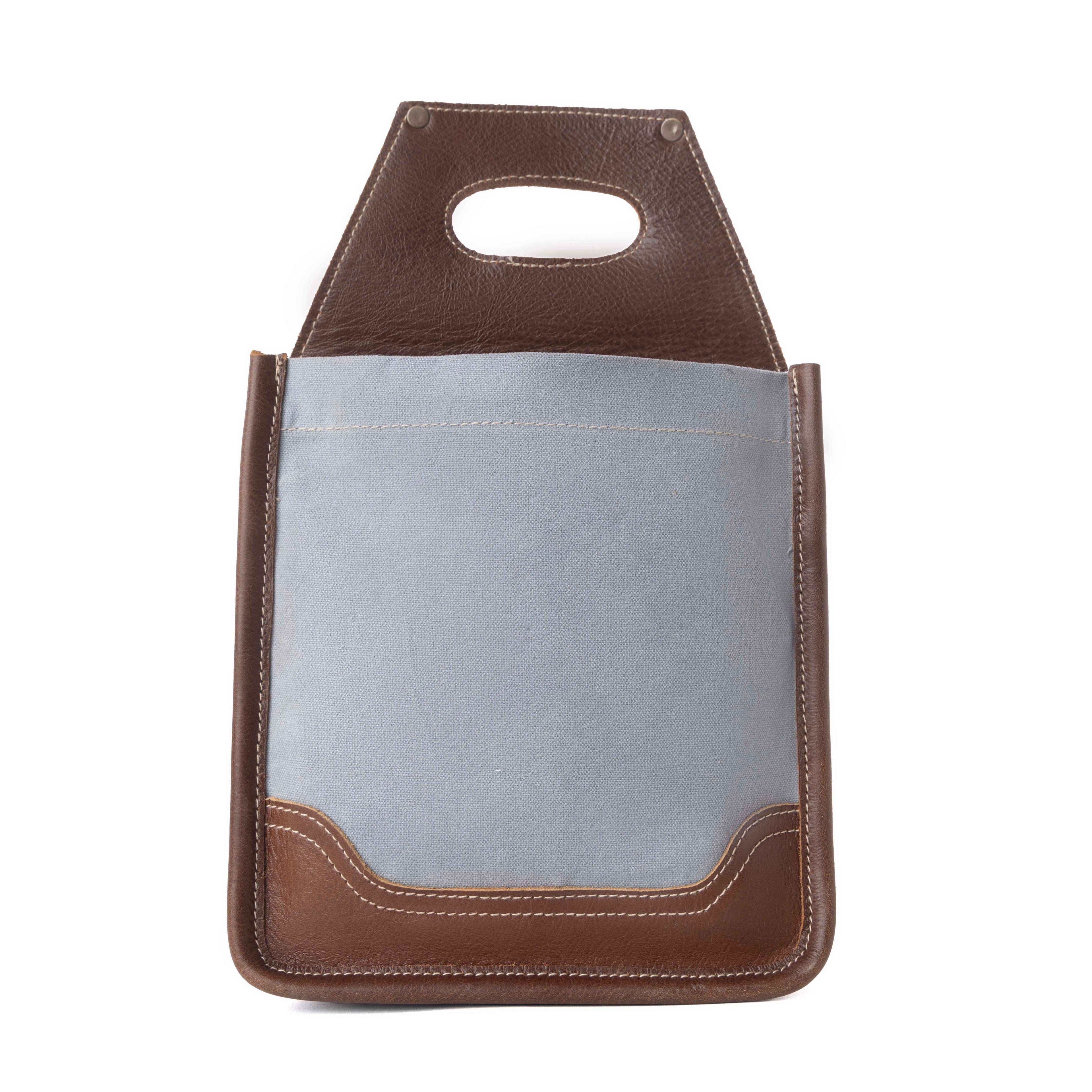 Myra Barrelcut Leather & Canvas Beer Holder in Cedar White