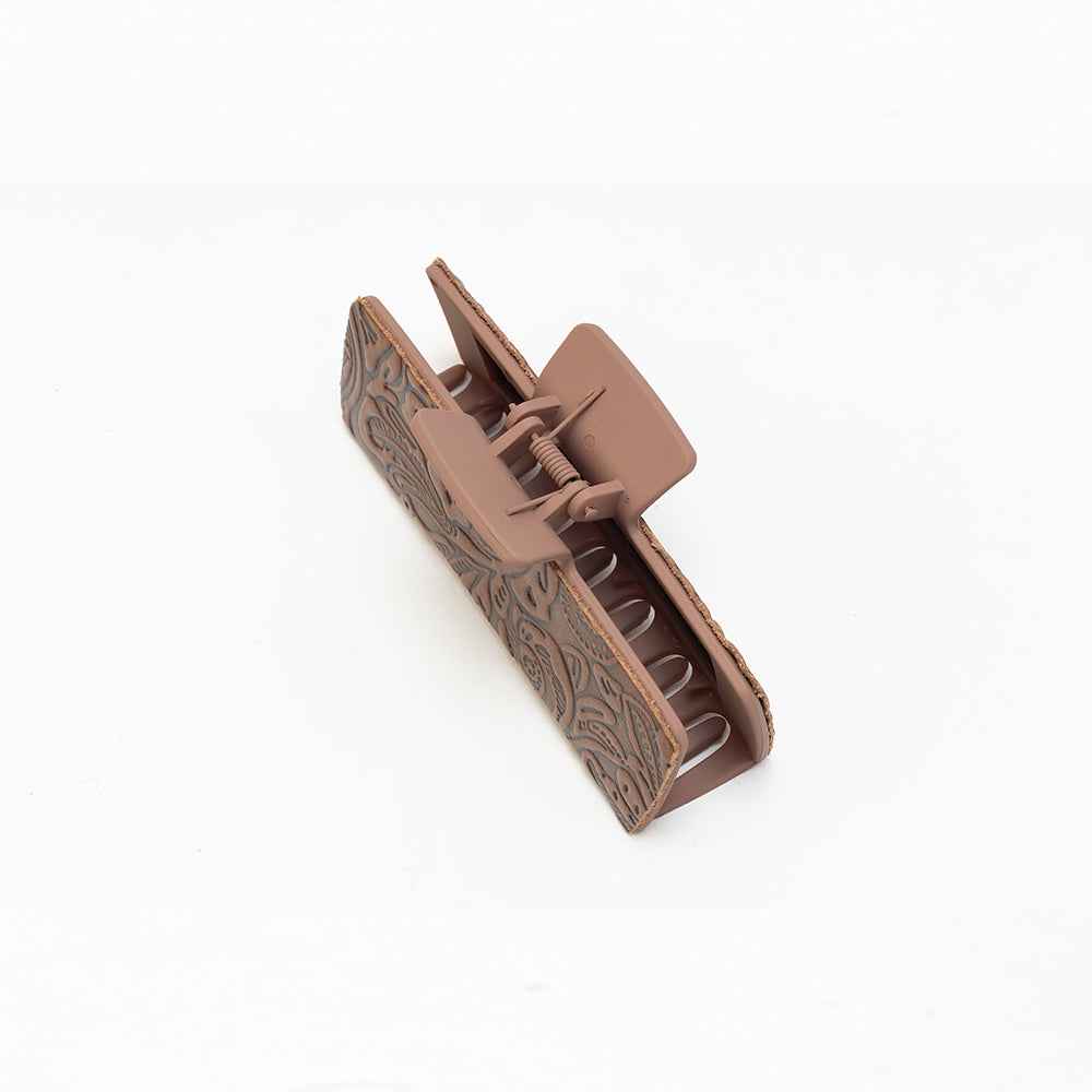 Myra Dustmeadow Embossed Leather Hair Clip in Brown