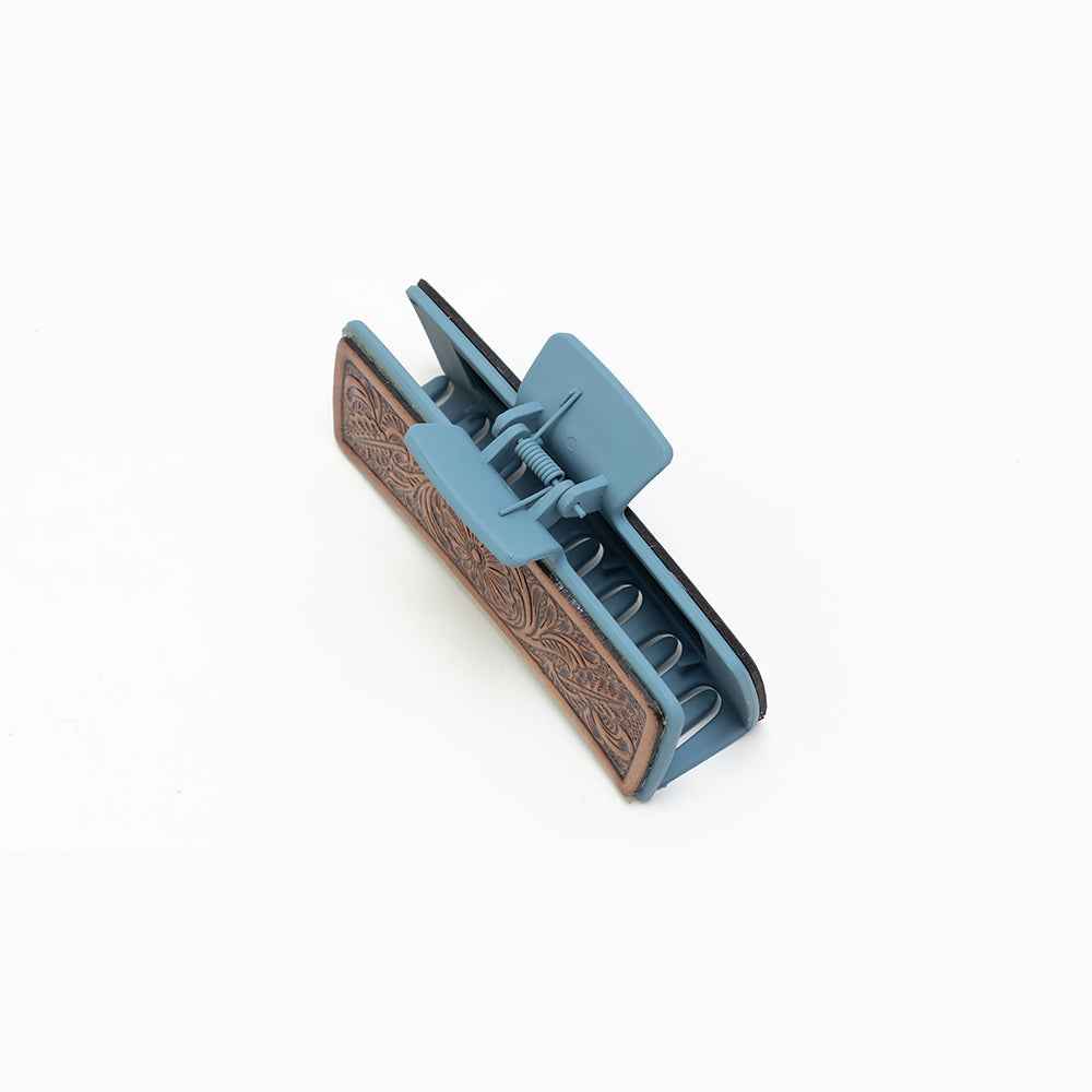 Myra Everline Handtooled Hairclip in Sky Blue
