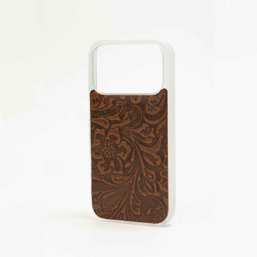 Myra Timber Cut Embossed Leather iPhone 17 Pro Mobile Case