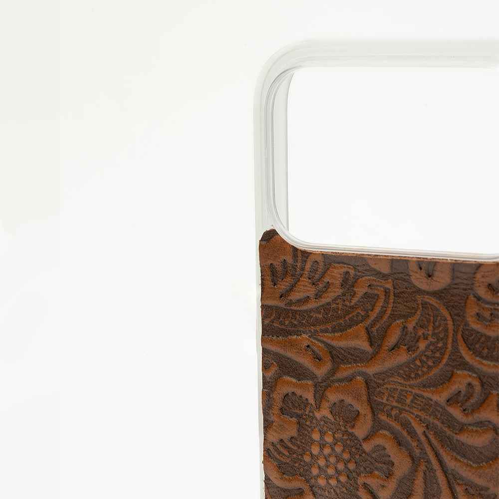 Myra Timber Cut Embossed Leather iPhone 17 Pro Mobile Case