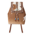 Myra Yellowstone Timber Pass Hairon Handtooled Leather Concealed Carry Bag in Caramel Tan