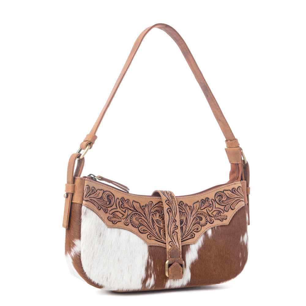 Myra Yellowstone Timberline Handtooled Bag in Walnut Brown
