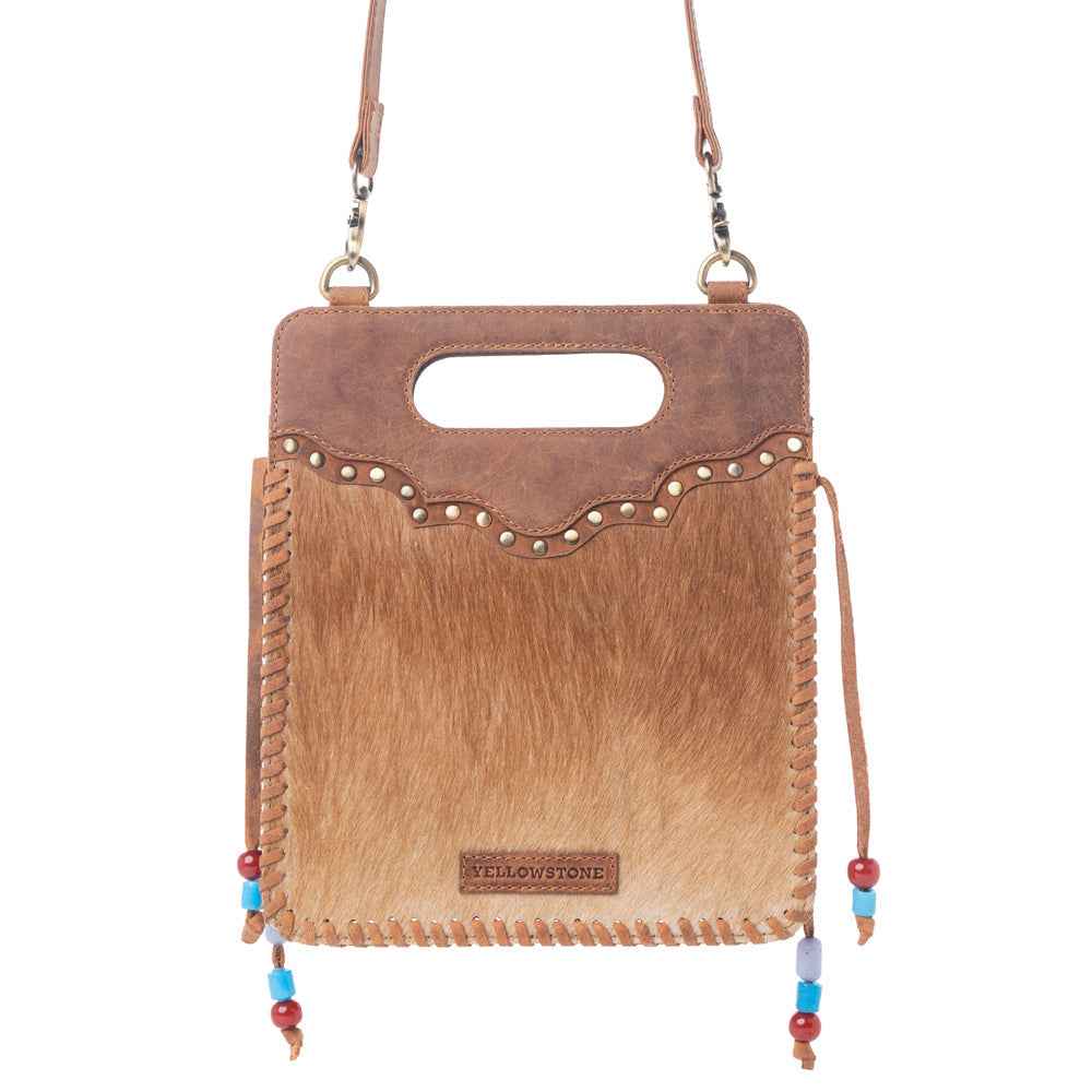 Myra Yellowstone Lone Creek Handtooled Bag in Ivory Mahogany