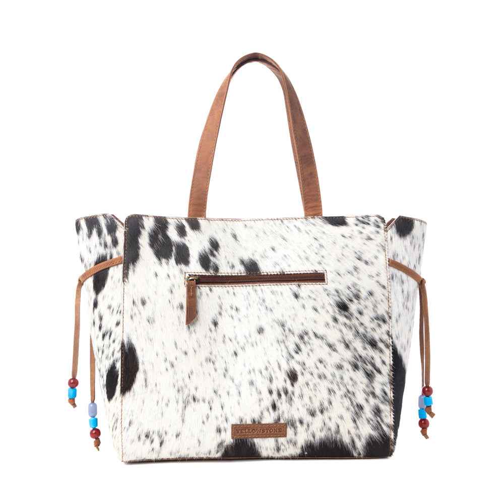 Myra Yellowstone Winter Prairie Handtooled Bag in Ivory Toffee