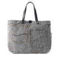 Myra Billyjean Western denim Tote Bag for Women in denim black with leather detail