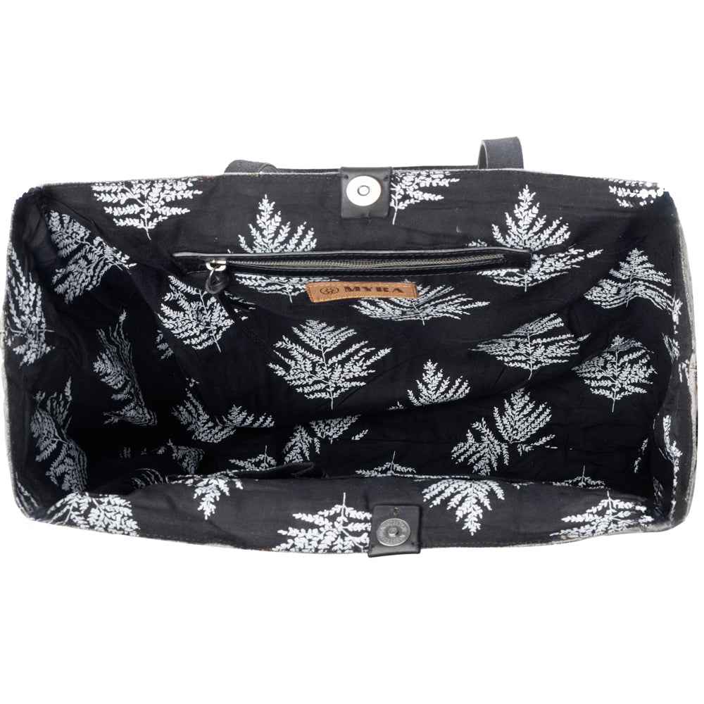 Myra Billyjean Western denim Tote Bag for Women in denim black with leather detail