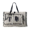 Myra Frayed Frontier Western denim Tote Bag for Women in denim black with fringe detail