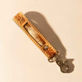 Myra Hide Inlay Western Key Fob in creme with floral detail