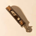 Myra Hide Inlay Western Key Fob in dark brown with hairon detail