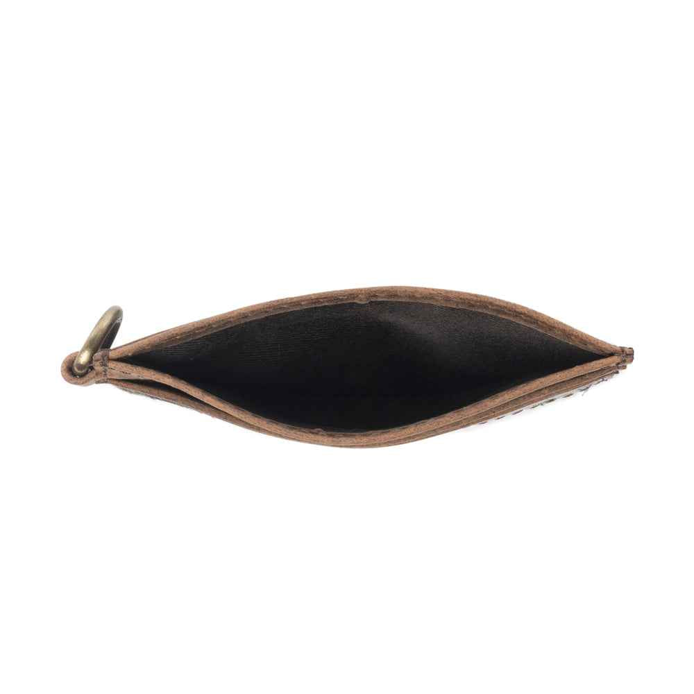 Myra Cowtown Card Holder for Women in black with hair-on detail