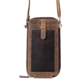 Myra Wildtouch Western Phone Crossbody in dark brown with leather detail