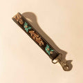 Myra Wildhue Western Key Fob in black with turquoise floral handtooled detail