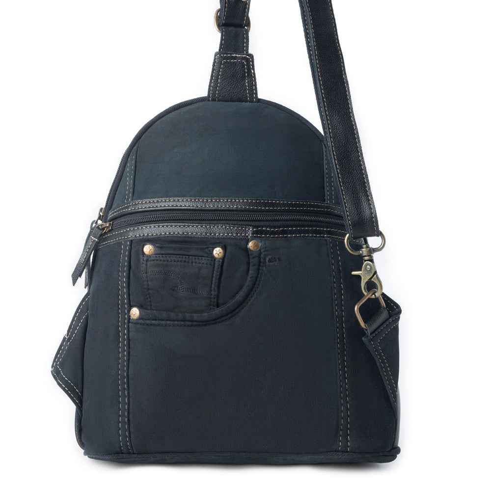 Myra Bandit Denim Fanny Pack Bag for Women in blue with denim and Front Pocket