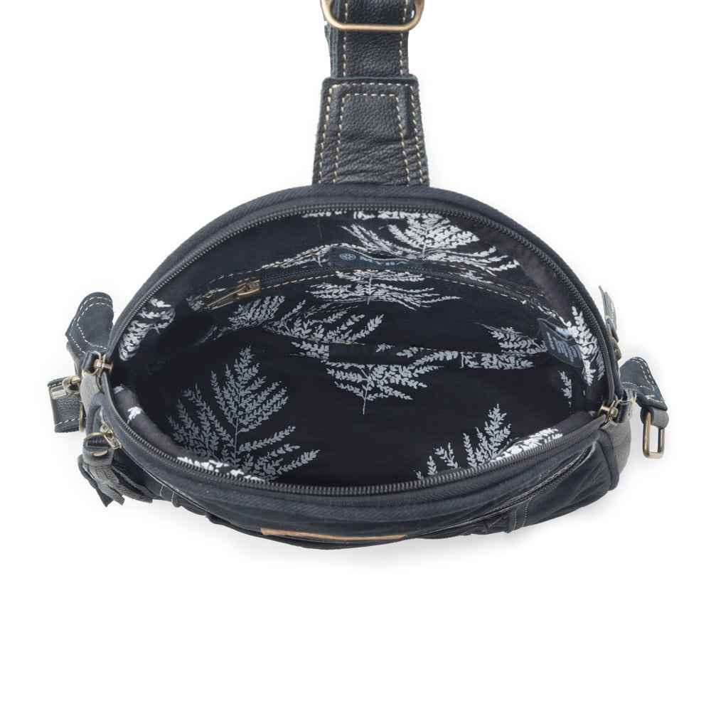 Myra Bandit Denim Fanny Pack Bag for Women in blue with denim and Front Pocket
