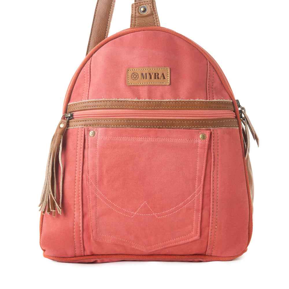 Myra Bandit Denim Fanny Pack Bag for Women in rust with canvas and Front Pocket