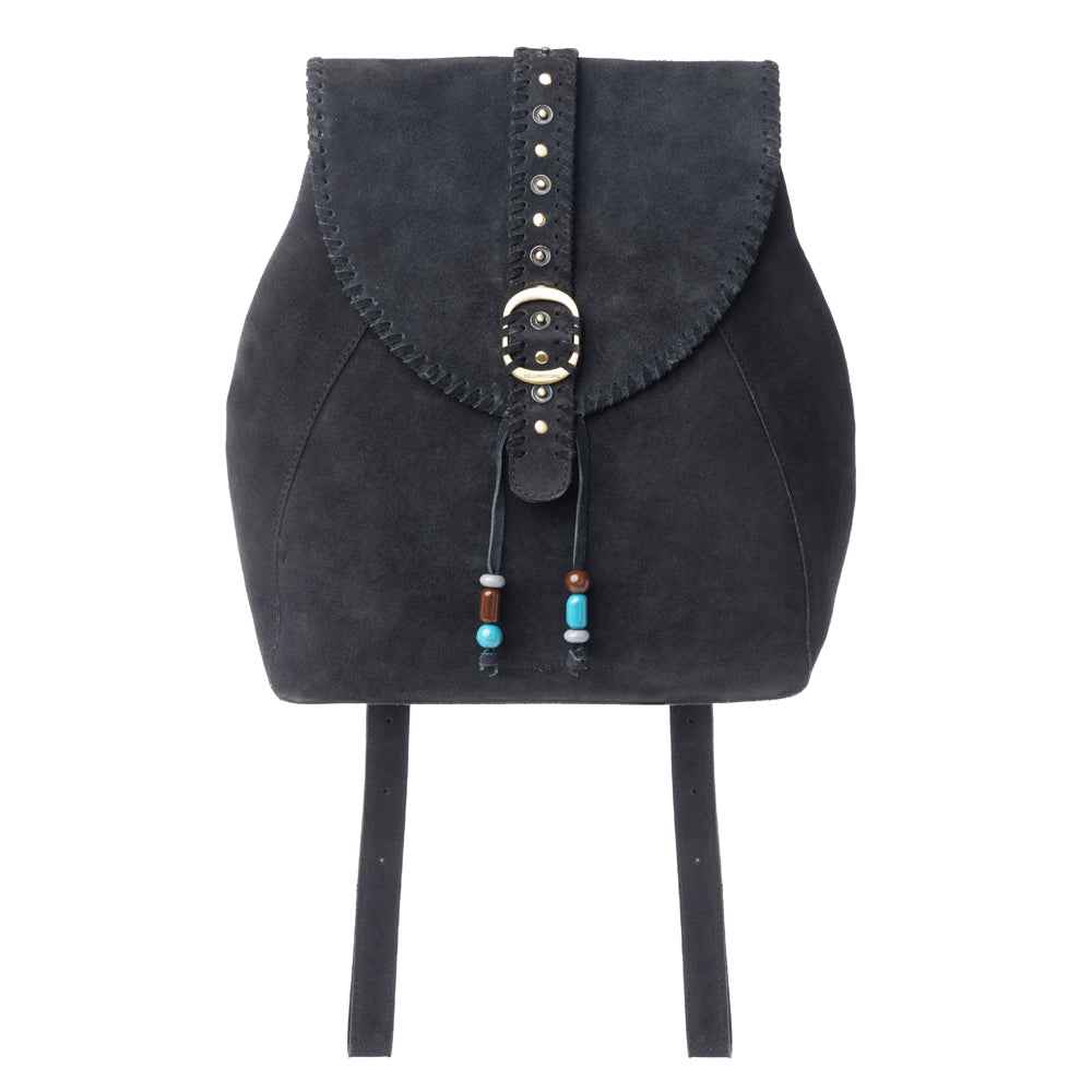 Myra Yellowstone Ironwood Studded Suede Leather Concealed Carry Bag in Shadow Black