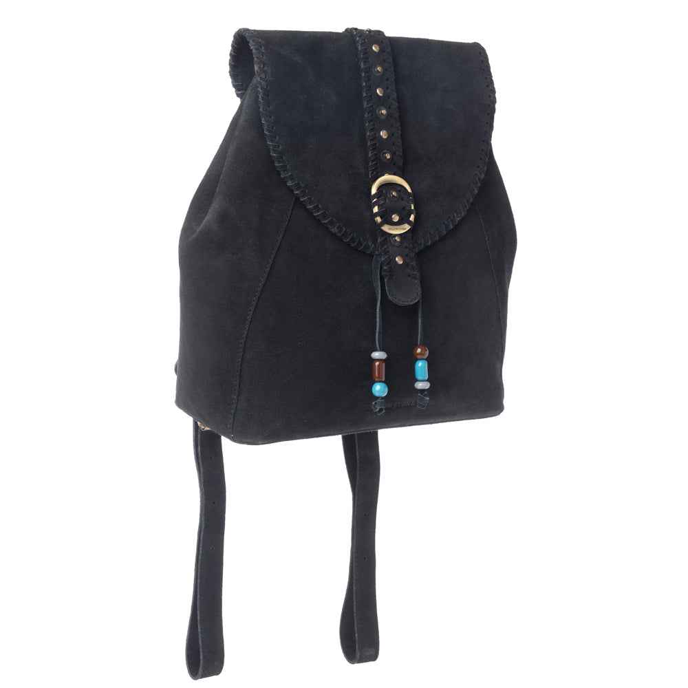 Myra Yellowstone Ironwood Studded Suede Leather Concealed Carry Bag in Shadow Black