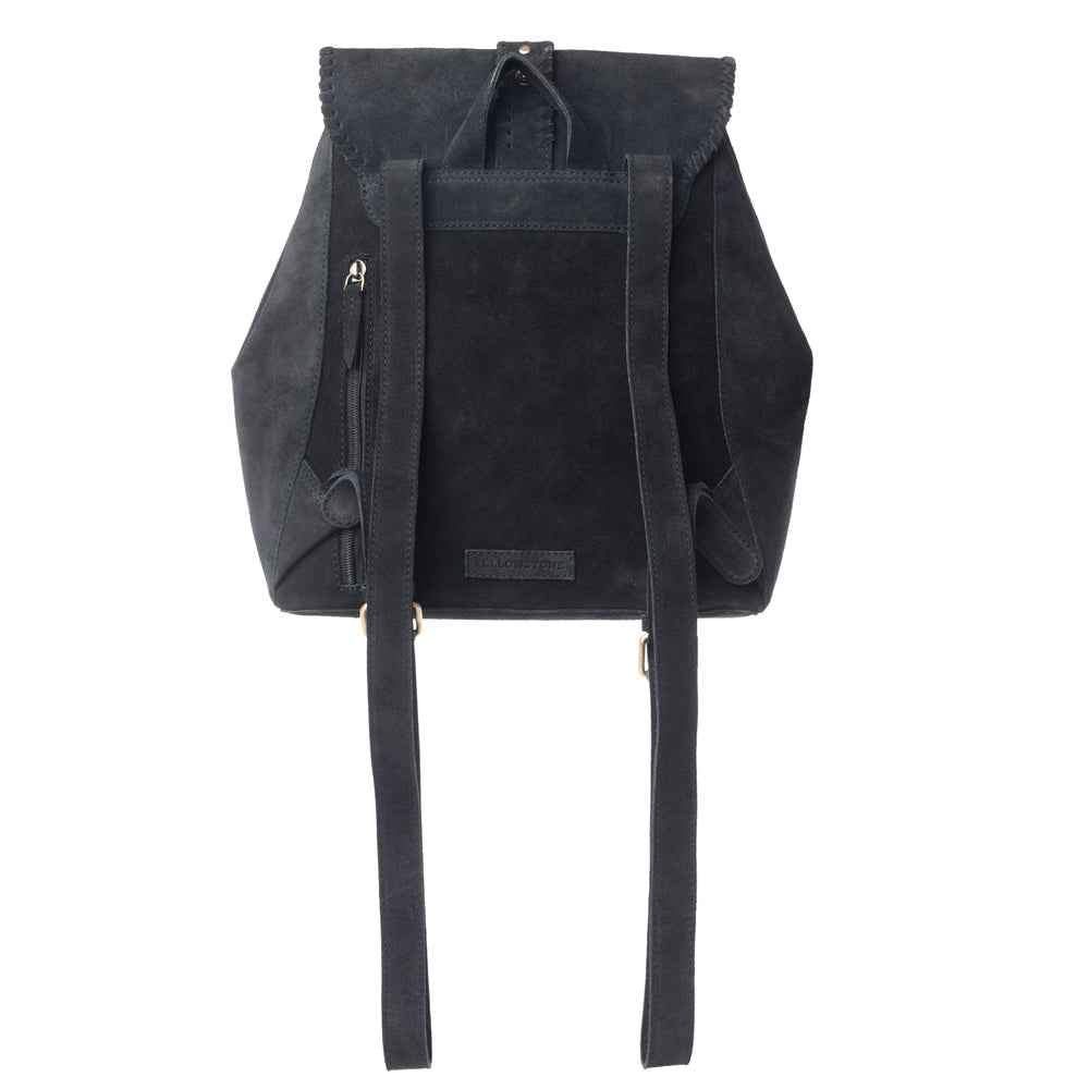 Myra Yellowstone Ironwood Studded Suede Leather Concealed Carry Bag in Shadow Black