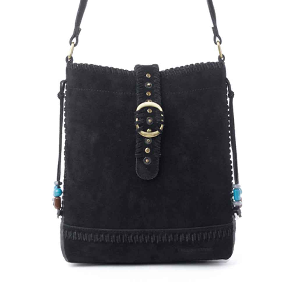 Myra Yellowstone Stonecrest Suede Leather Concealed Carry Bag in Charcoal Black