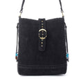 Myra Yellowstone Stonecrest Suede Leather Concealed Carry Bag in Charcoal Black