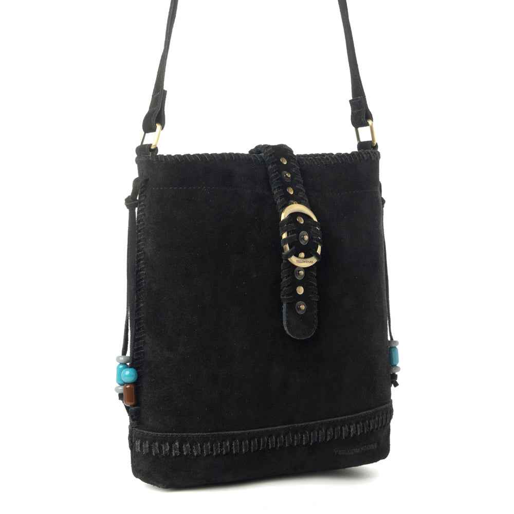 Myra Yellowstone Stonecrest Suede Leather Concealed Carry Bag in Charcoal Black