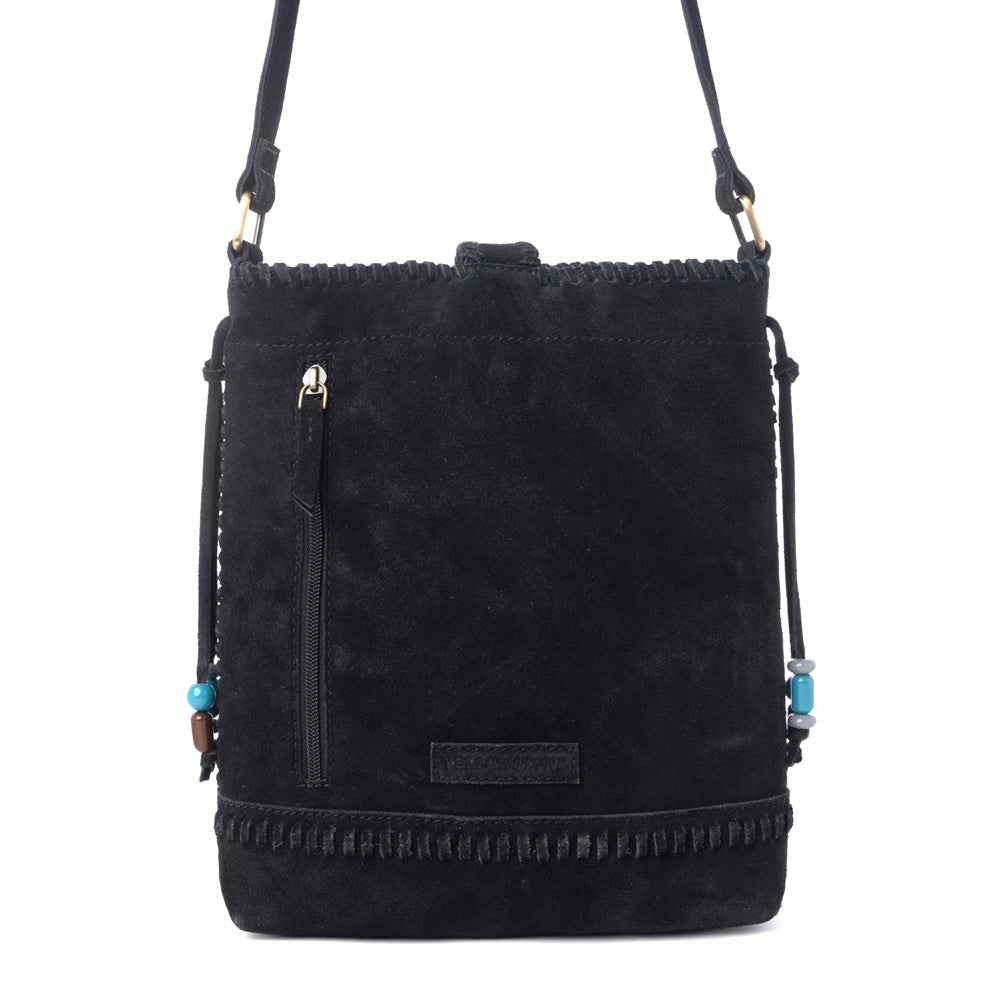 Myra Yellowstone Stonecrest Suede Leather Concealed Carry Bag in Charcoal Black