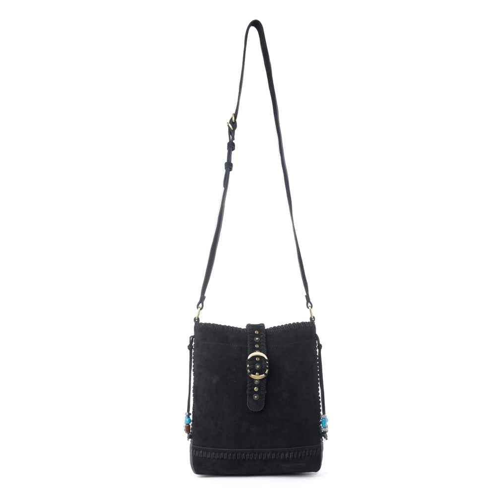 Myra Yellowstone Stonecrest Suede Leather Concealed Carry Bag in Charcoal Black