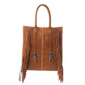 Myra Yellowstone Desert Creek Fringed Suede Leather Concealed Carry Bag in Sand Brown