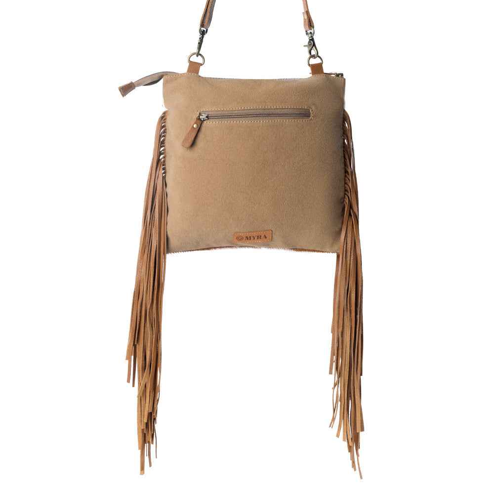 Myra Tumbleweed Trail Fringed hand-tooled bag for women in Light Brown