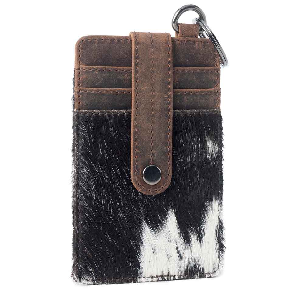 Myra Roper Card Holder for Women in black with hair-on detail